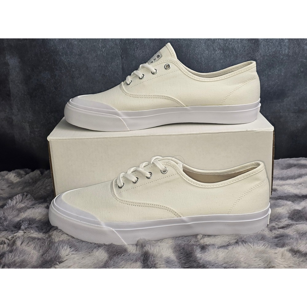 New HUF Brad Cromer Skate Shoes White Canvas Low Top Sneakers Mens 8
